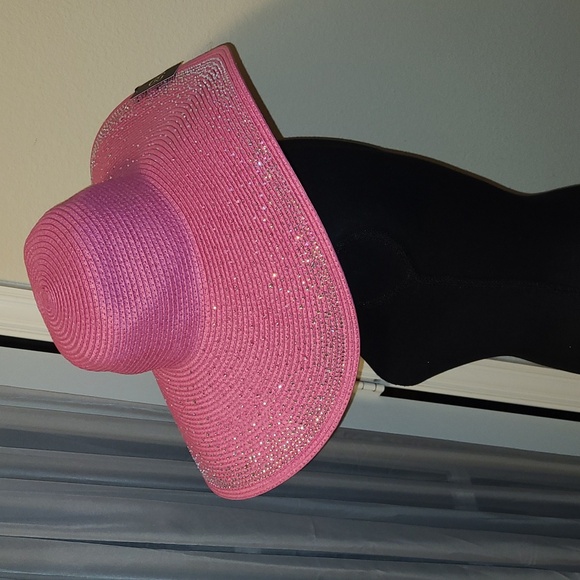 💕NWT Fuschia Beach Hat w/Bling Embellishments💕 - Picture 7 of 11